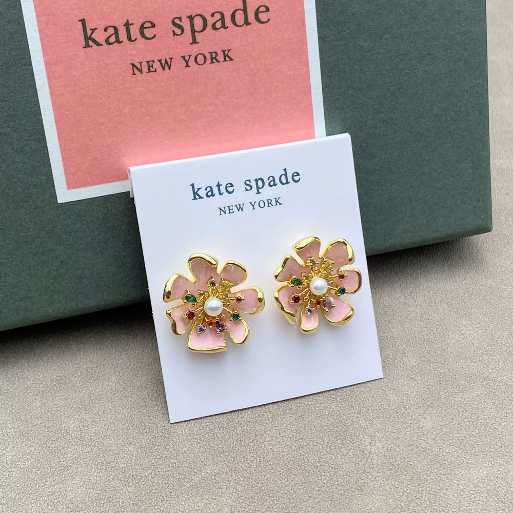kate spade Enamel Floral Colorful Zircon Pearl Earrings